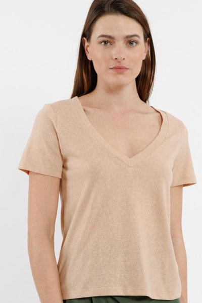 Tee-shirt V beige