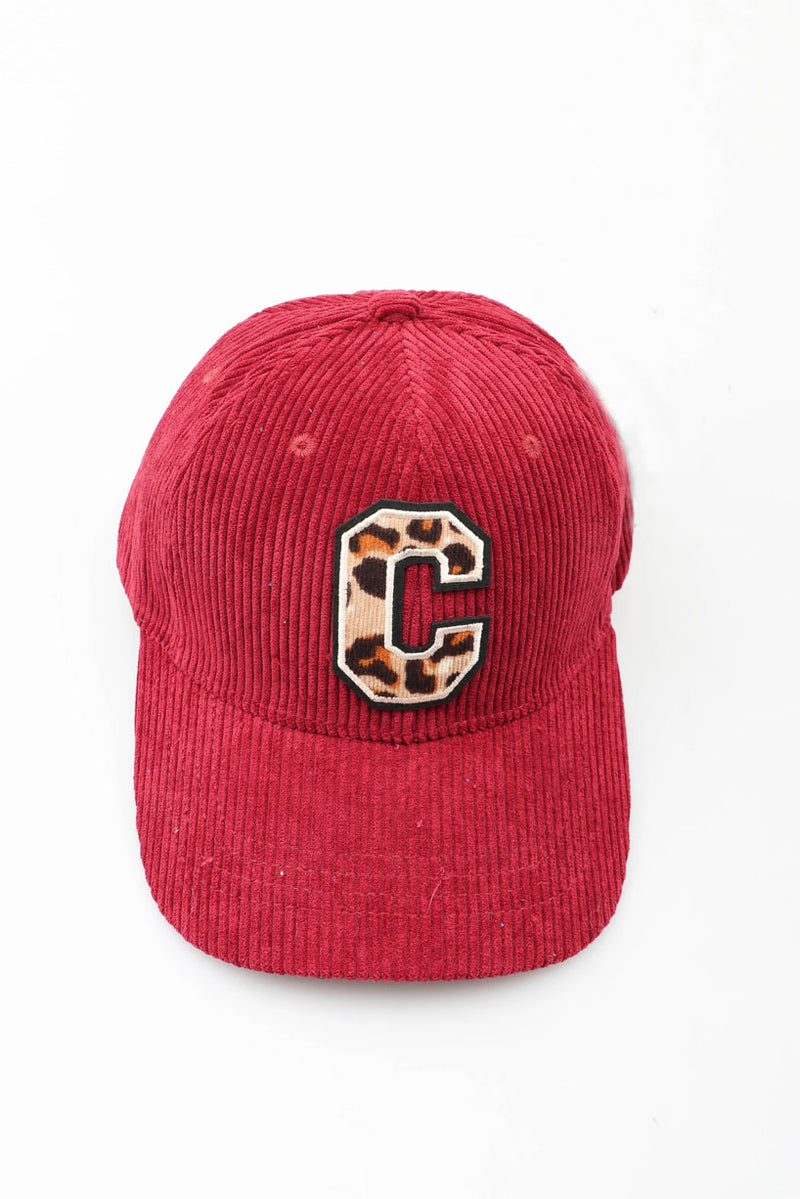 Casquette velours rouge-bordeaux