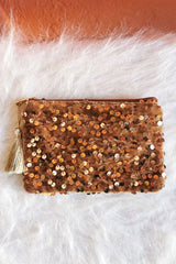 Pochette sequin bronze