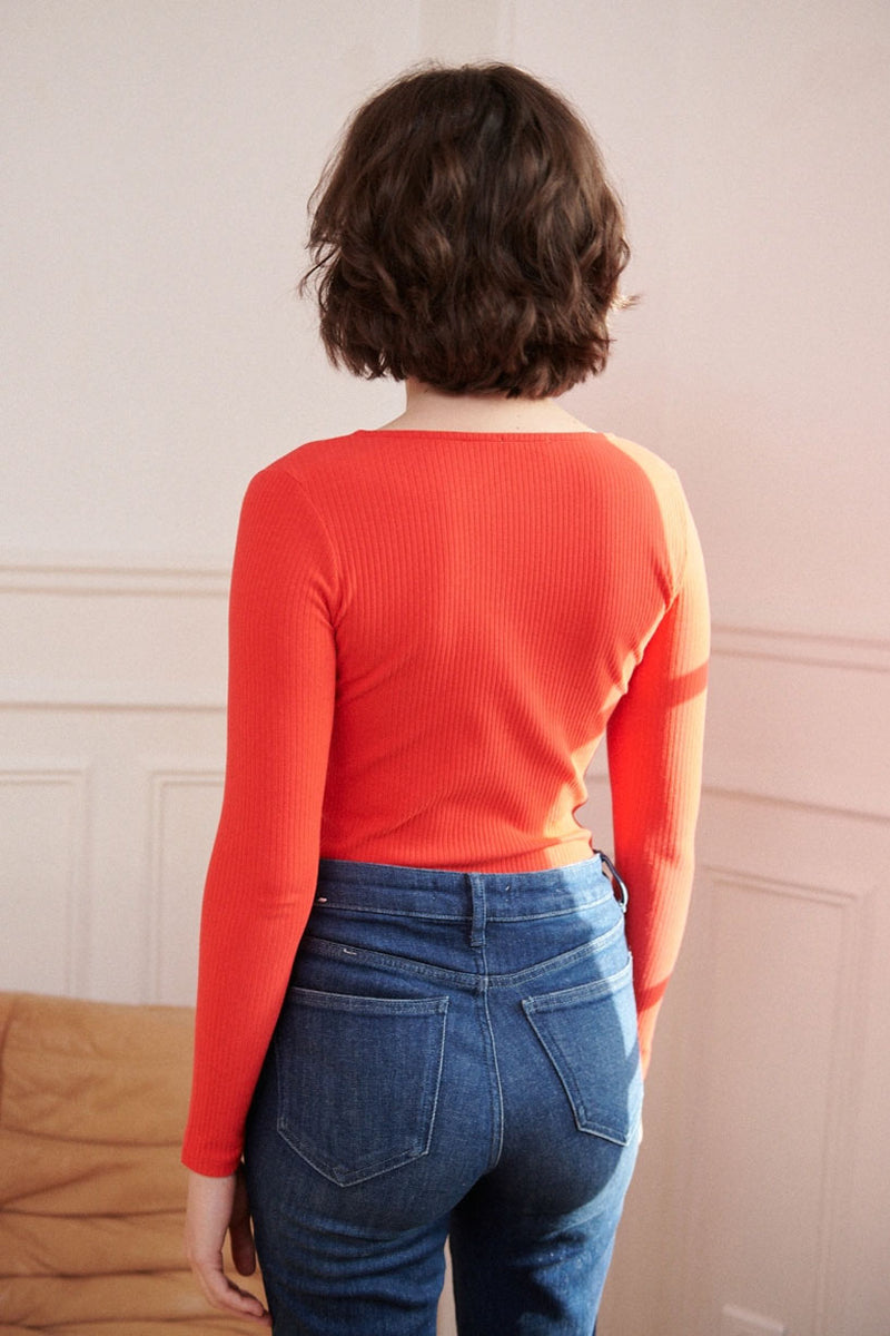 Maille côtelé, rouge