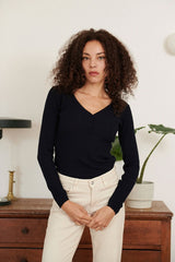Maille coton & laine, marine