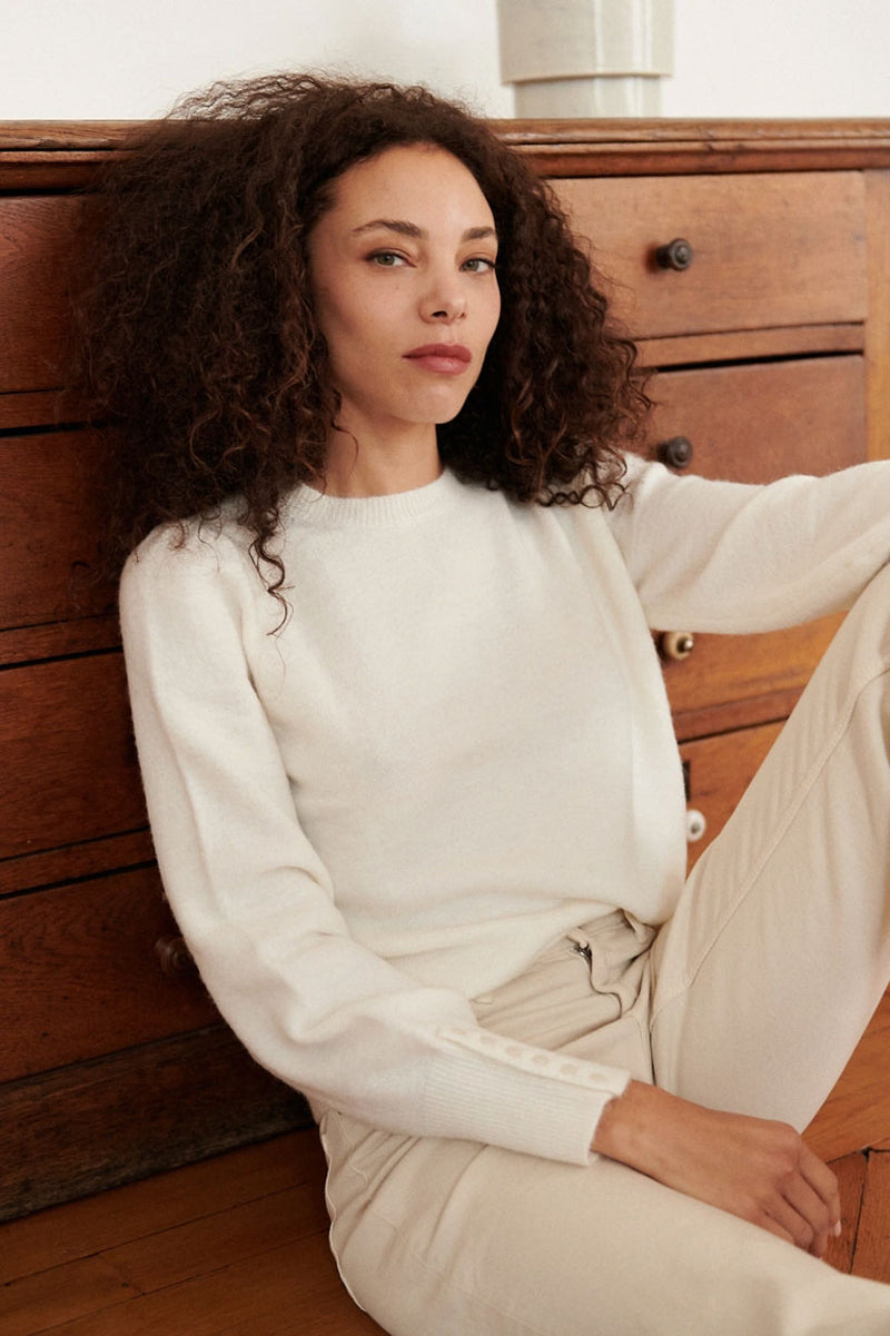 Pull en alpaga, écru